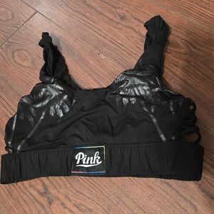 PINK Victoria's Secret Black and Gray Sports Bra